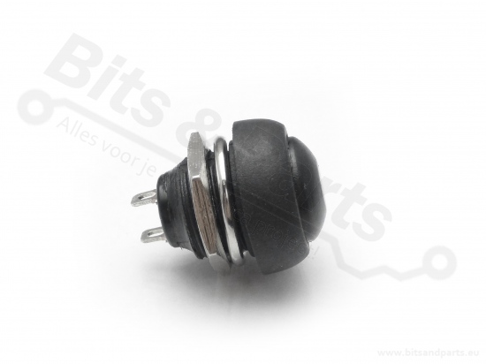 Push button contact round ball 12mm black 250V/1A